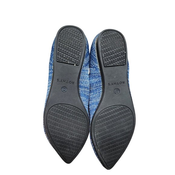 Rothy’s Pointed Toe Flats Blue Knit Sustainable Washable Comfort Shoes Size 7 - Picture 8 of 10
